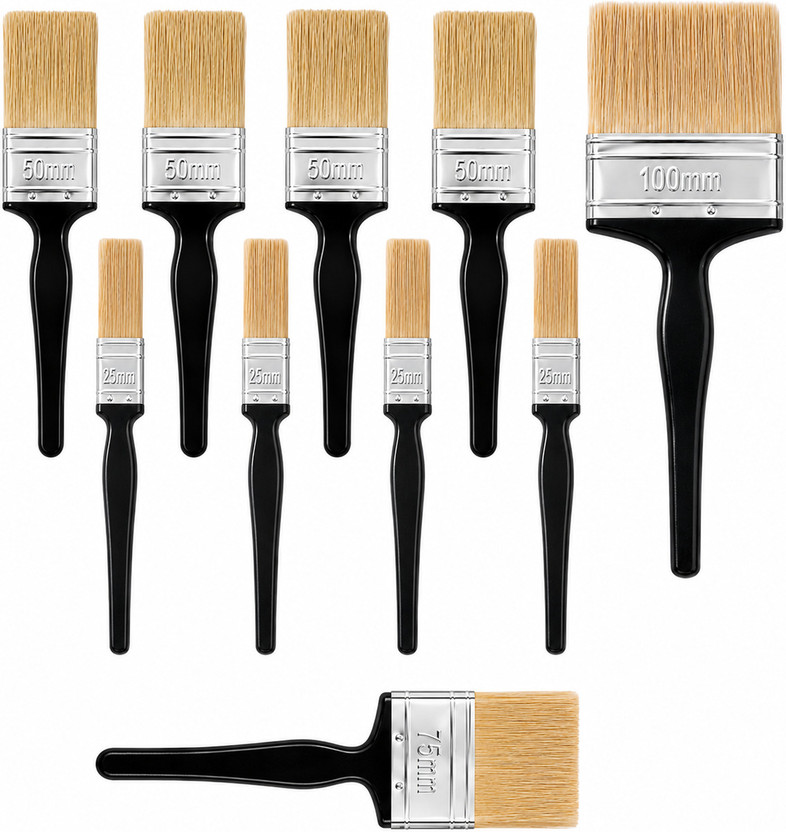 TOPTEN Pack of 10pcs Synthetic Round Paint Brush(1 inch, 2 inch, 3 inch, 4 inch Bristle)