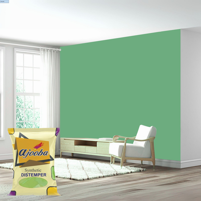 Ajooba Synthetic Distemper Smooth Matte Finish Applied on Interior Cement Plaster PASTAL GREEN Distemper Wall Paint(1 L)