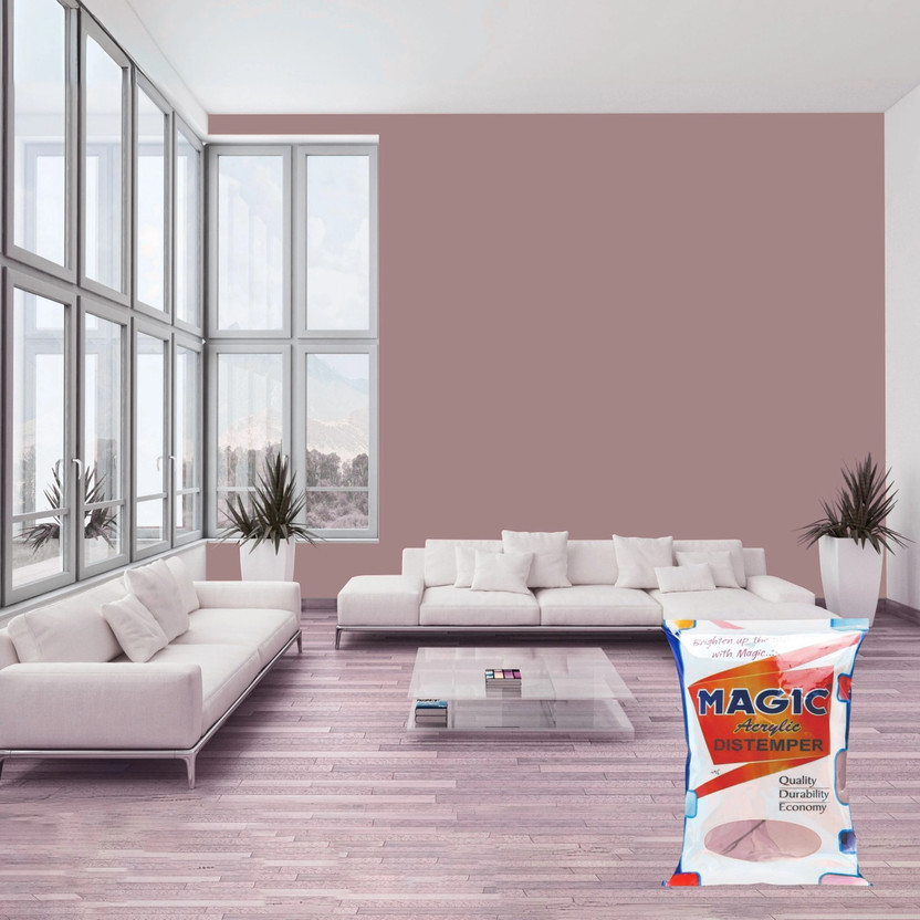 Magic Paints Acrylic Distemper Smooth Matte Finish Applied on Interior Cement Plaster ,Ceilings, Asbestos Sheets, Concrete as a Top Coat Finish MERRIE PINK Distemper Wall Paint(1 L)