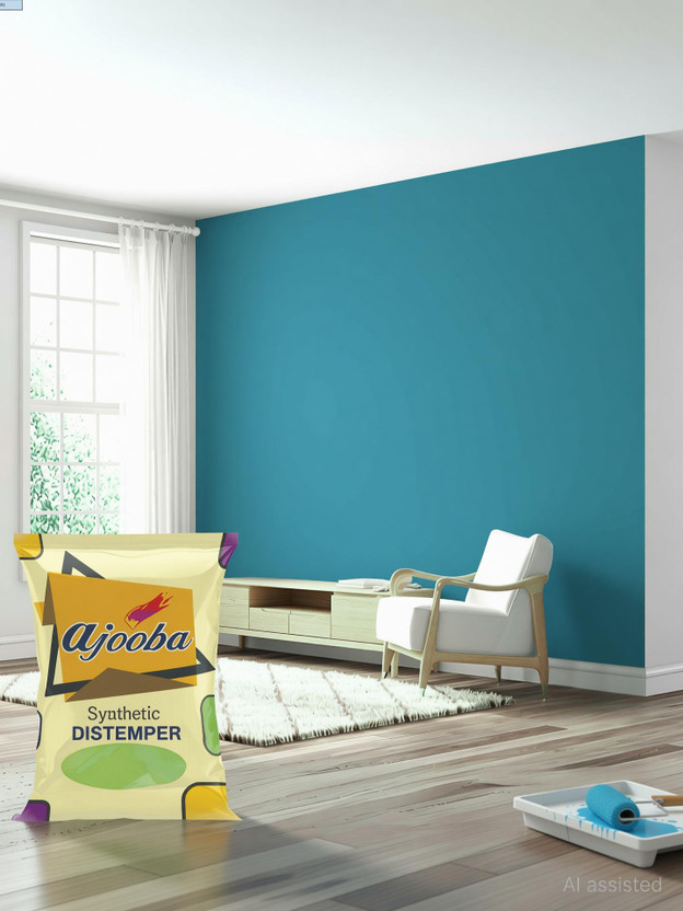 Ajooba Synthetic Distemper Smooth Matte Finish Applied on Interior Cement Plaster ELECTRIC BLUE Distemper Wall Paint(5 L)