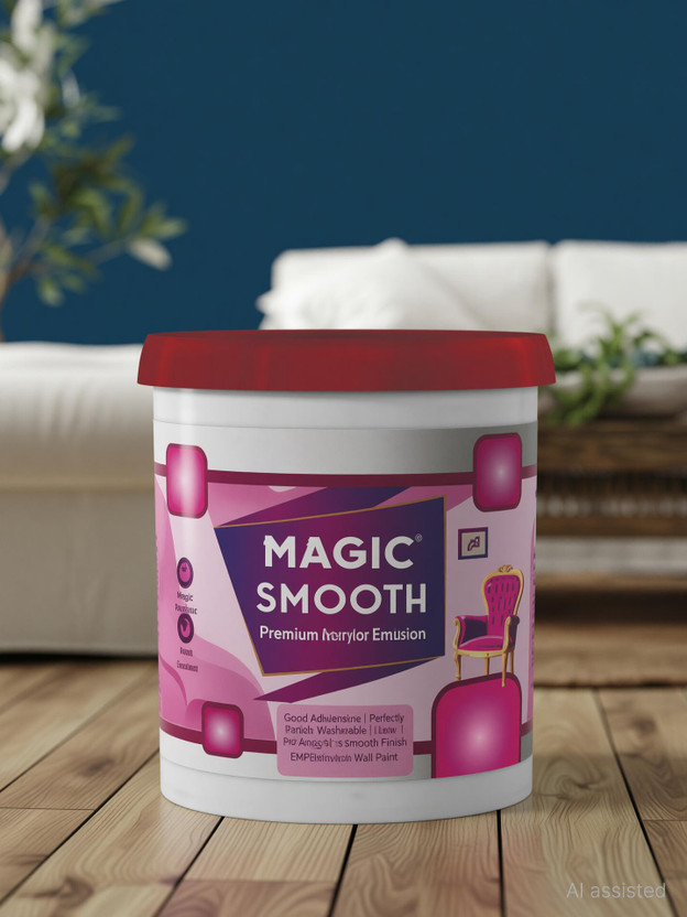 Magic Paints Smooth Premium Acrylic Interior Emulsion |Good Adhesion |Perfectly Washable | |Low Particle Size Provides Smooth Finish EMPHASIS Emulsion Wall Paint(4 L)