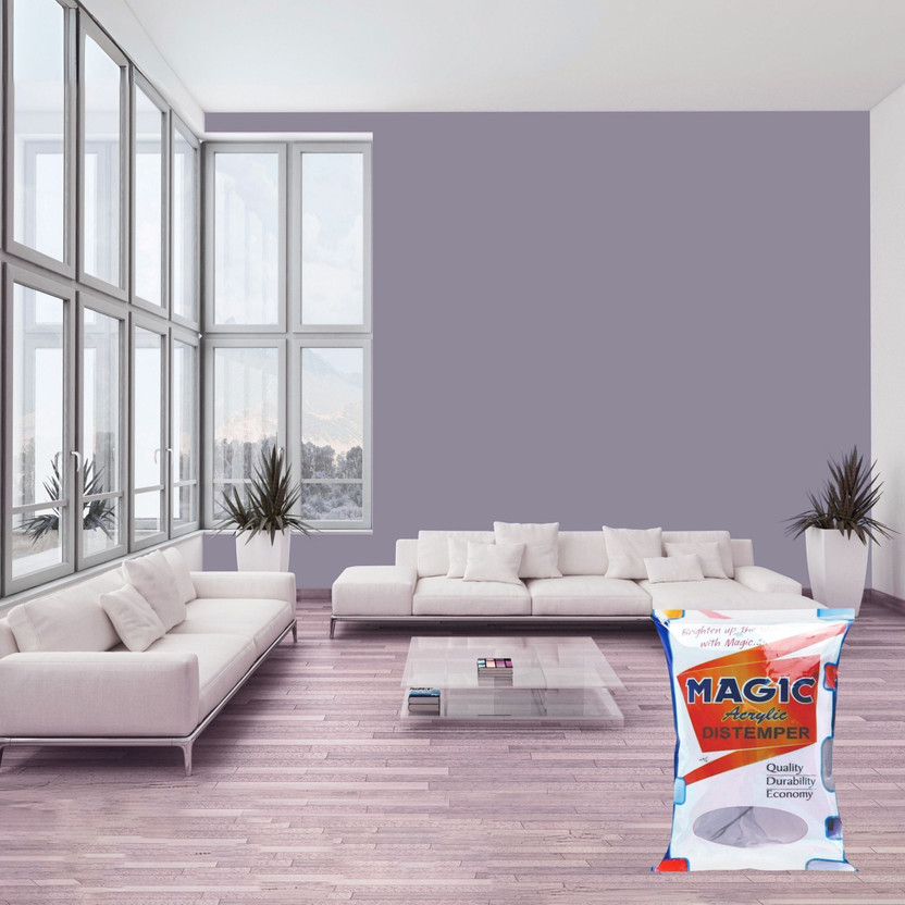 Magic Paints Acrylic Distemper Smooth Matte Finish Applied on Interior Cement Plaster ,Ceilings, Asbestos Sheets, Concrete as a Top Coat Finish WILD LILAC Distemper Wall Paint(1 L)