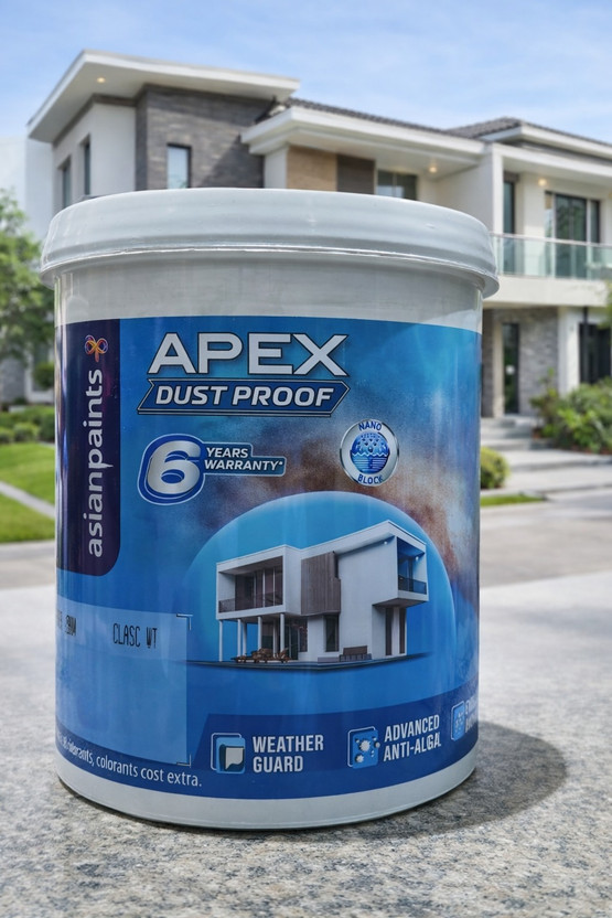 Asian Paints APEX DUST PROOF EXTERIOR ASIAN WALL PAINT WHITE - 1 LITTER white Emulsion Wall Paint(1 L)