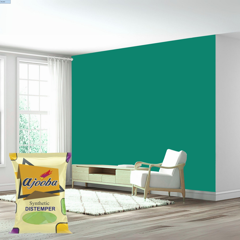 Ajooba Synthetic Distemper Smooth Matte Finish Applied on Interior Cement Plaster AQUAMARINE Distemper Wall Paint(1 L)