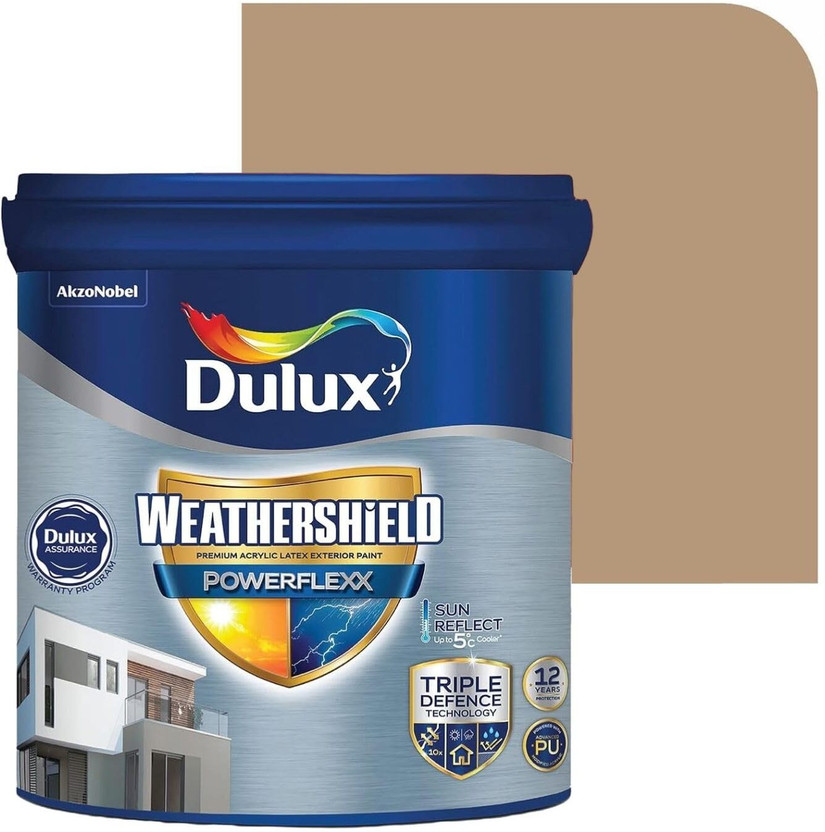 Dulux Weathershield Powerflexx Exterior Emulsion Paint High Gloss Finish BROWN BAG/TRUE AFRICA Emulsion Wall Paint(10 L)