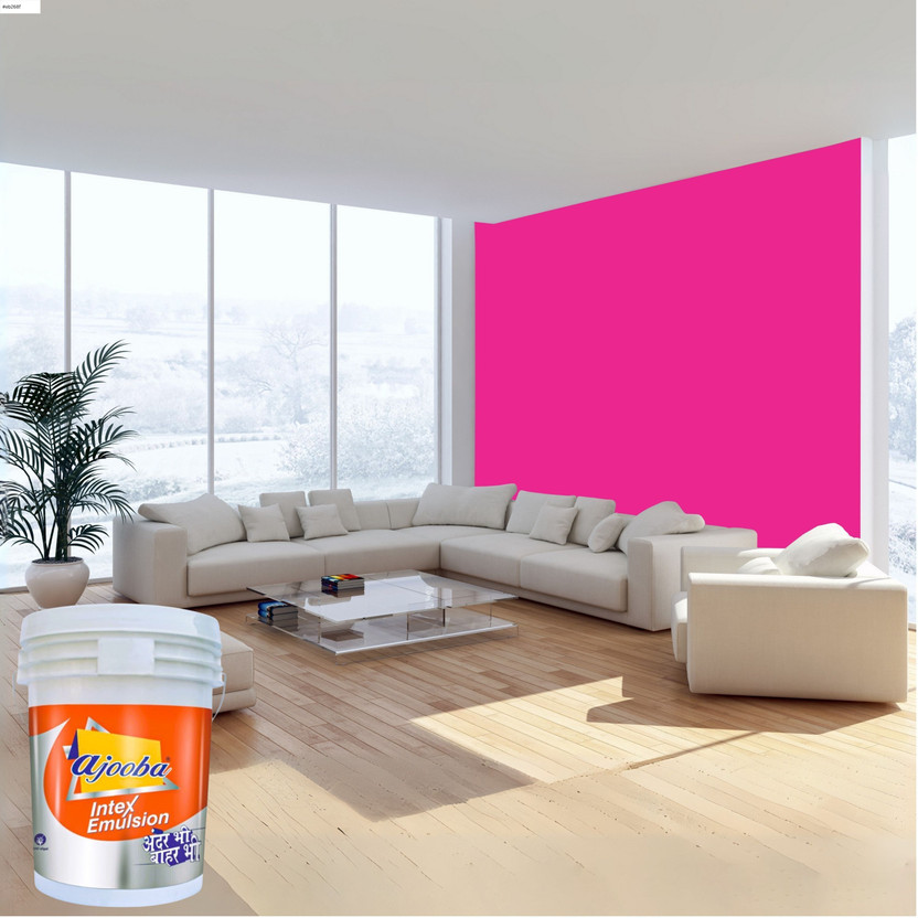 Ajooba Intex Premium Quality Emulsion Paint for Interior & Exterior| High Sheen| |Good Coverage|Anti Fading & Anti Algal|Low Dirt Pickup|UV Resistant|GULABI Emulsion Wall Paint(1 L)