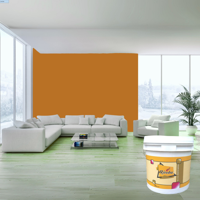 Ajooba Premium Acrylic Distemper Smooth Matte Finish Applied on Interior Cement Plaster ,Ceilings, Asbestos Sheets, Concrete as a Top Coat Finish ORANGE VISION Distemper Wall Paint(2 kg)