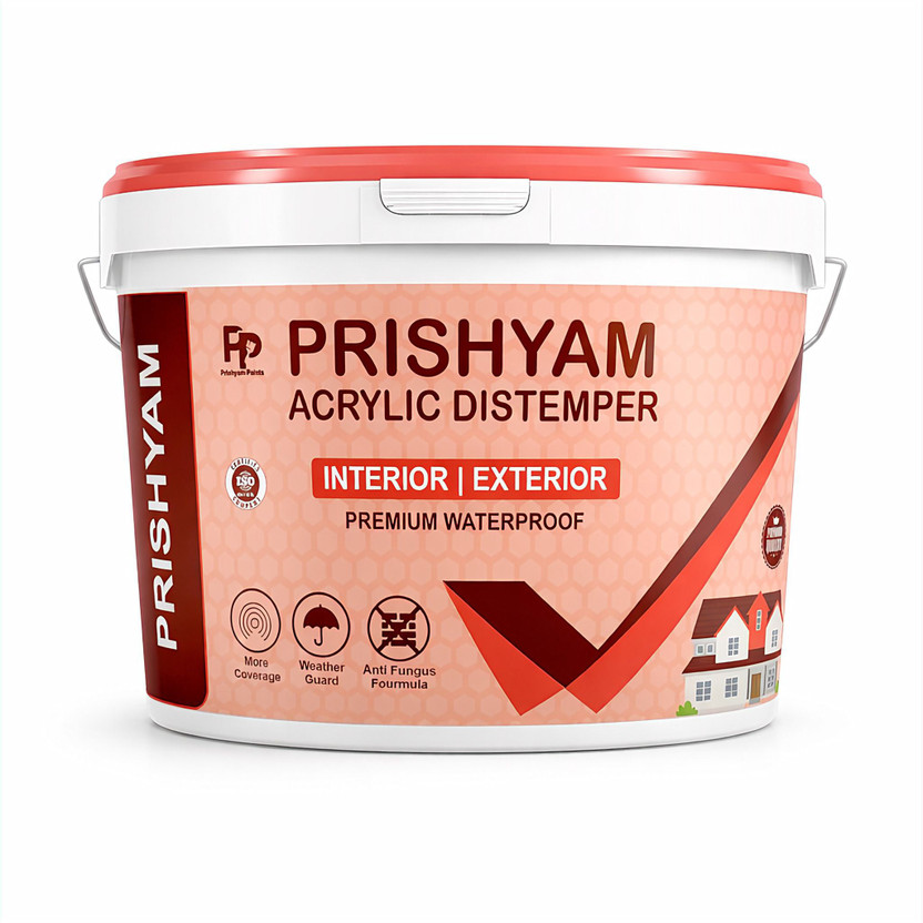 Prishyam Acrylic Distemper with Smooth Finish, High Coverage & Budget-Friendly White Distemper Wall Paint(5 kg)