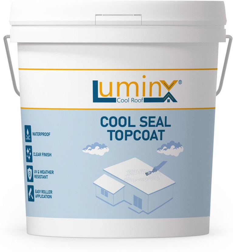 LUMINX Cool Seal Topcoat | Waterproof UV & Weather Resistant Roof Coating White, Heat Resistance, Elastomeric, Summer Cool Roof Emulsion Wall Paint(5 kg)