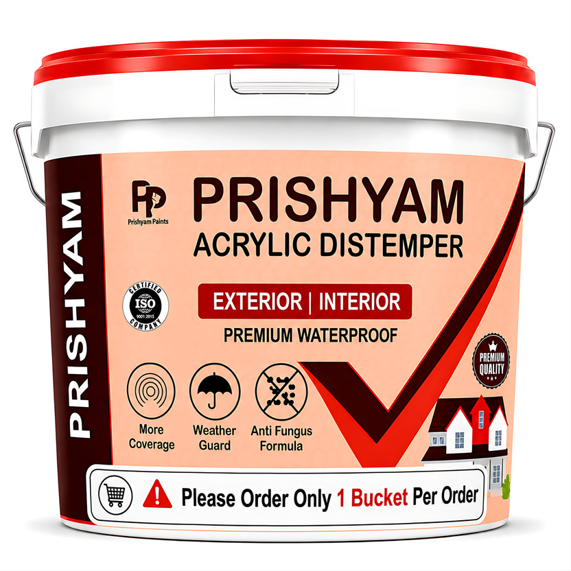 Prishyam Acrylic Distemper with Smooth Finish, High Coverage & Budget-Friendly White Distemper Wall Paint(20 kg)