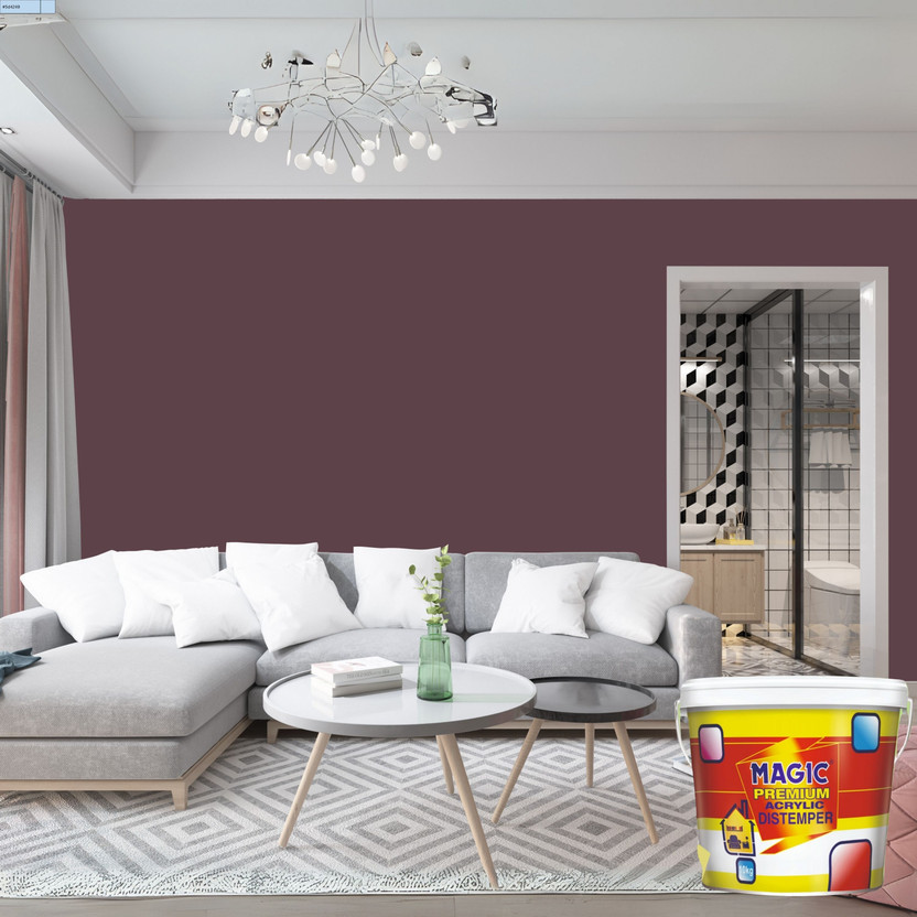 Magic Paints Premium Acrylic Distemper Smooth Matte Finish Applied on Interior Cement Plaster ,Ceilings, Asbestos Sheets, Concrete as a Top Coat Finish RUST Distemper Wall Paint(2 kg)