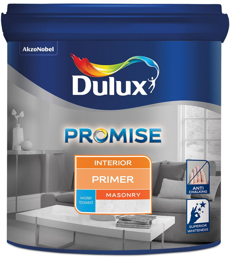 Dulux Promise Interior Wall Primer I Superior Whiteness I Anti Chalking White Emulsion Wall Paint(20 L)
