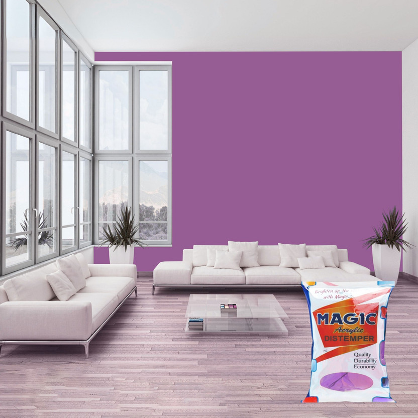 Magic Paints Acrylic Distemper Smooth Matte Finish Applied on Interior Cement Plaster ,Ceilings, Asbestos Sheets, Concrete as a Top Coat Finish FLO-JO Distemper Wall Paint(5 L)