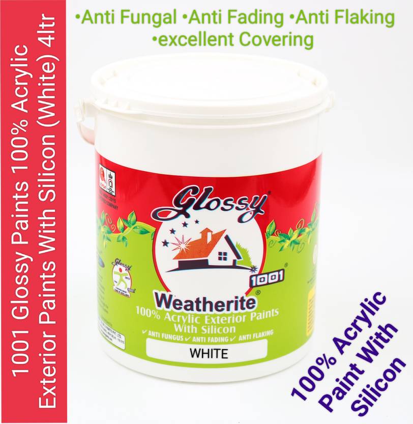 Glossy 1001 Weatherite 100 Acrylic Exterior Paints With silicon White White Emulsion Wall