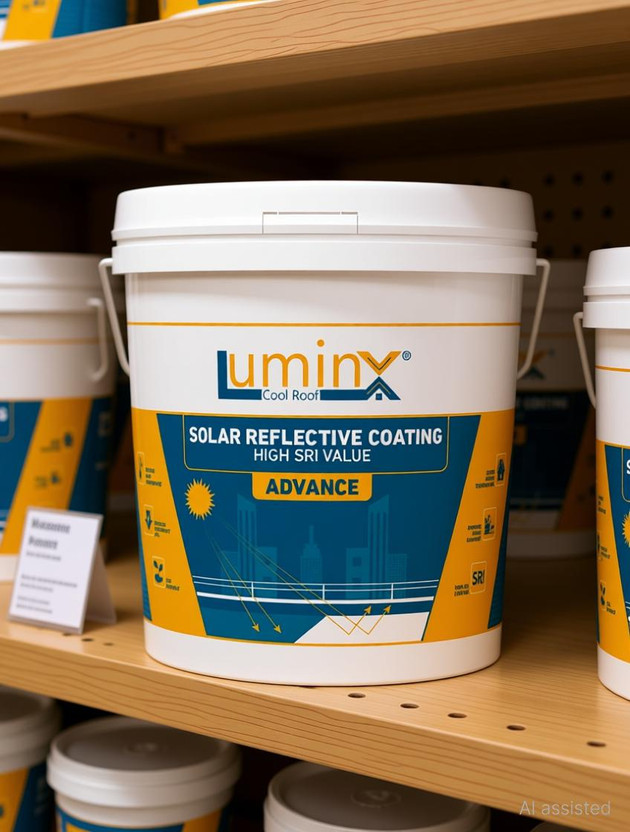 LUMINX Cool Roof Solar Reflective Coating | High SRI Heat Reflective Roof Paint White, Heat Resistance, Elastomeric, Summer Cool Roof Emulsion Wall Paint(10 kg)