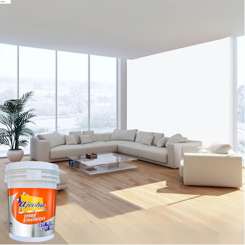 Ajooba Intex Premium Quality Emulsion Paint for Interior & Exterior| High Sheen| |Good Coverage|Anti Fading & Anti Algal|Low Dirt Pickup|UV Resistant|WHITE Emulsion Wall Paint(1 L)