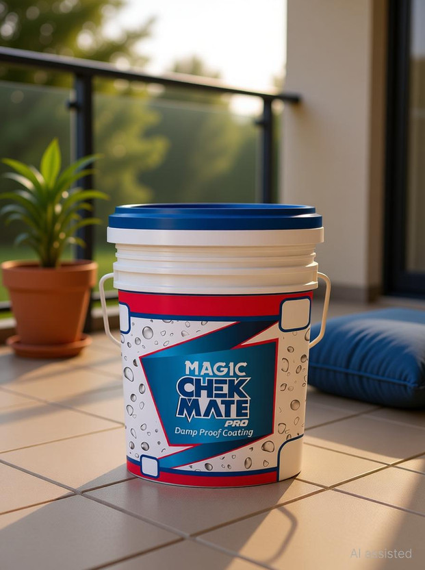 Magic Paints Magic CHEKMATE PRO Damp Proof Coating Waterproofing Solution for Homes, Terraces Blue Solvent Wall Paint(1 L)