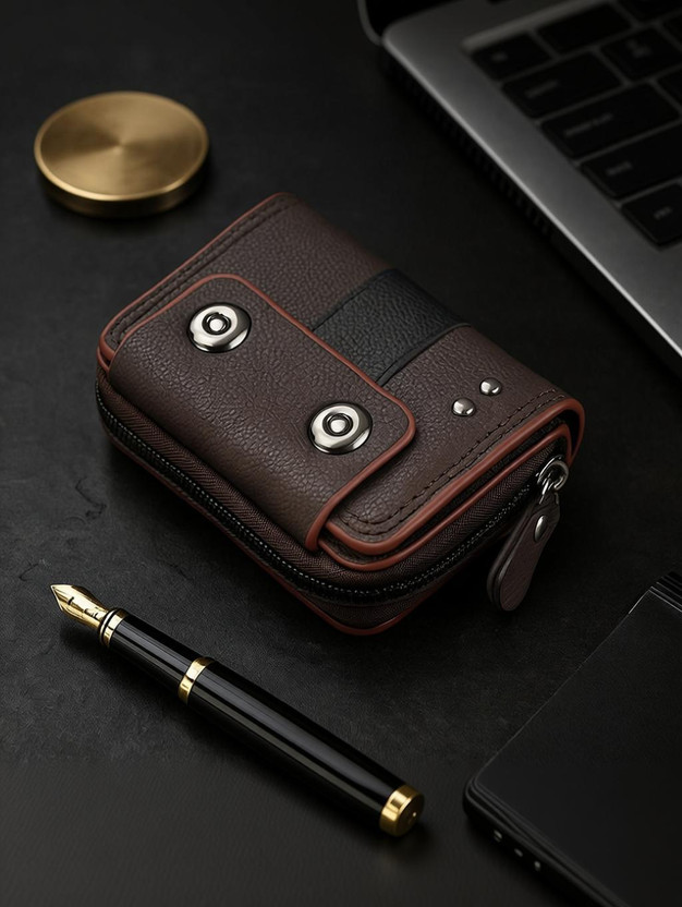 MENSCH Men & Women Casual, Formal, Travel, Trendy Brown Artificial Leather Card Holder(15 Card Slots)