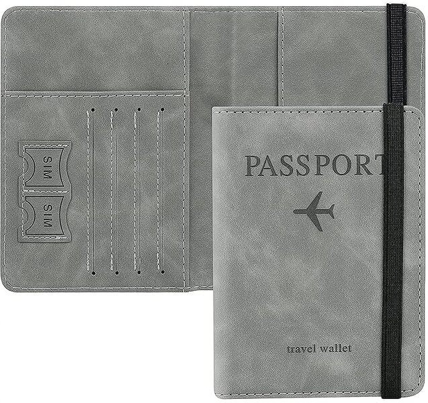 Boxin Men Grey Genuine Leather Card Holder(6 Card Slots)