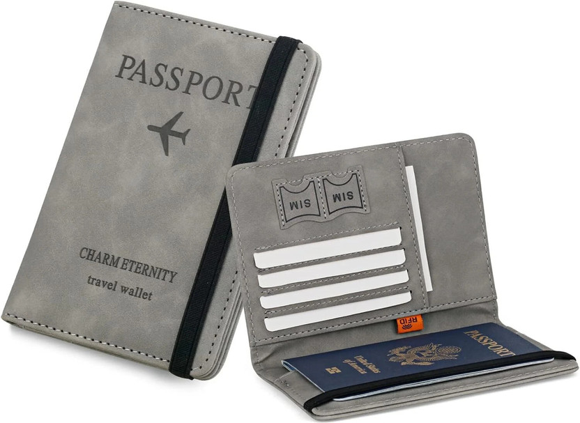 ALMURAT Men & Women Travel, Casual, Trendy Grey Genuine Leather Card Holder(2 Card Slots)