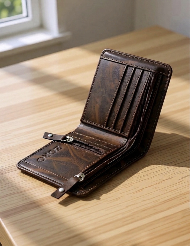 ZORO Men Travel, Trendy, Evening/Party, Casual, Formal, Ethnic Brown Genuine Leather Wallet(10 Card Slots)