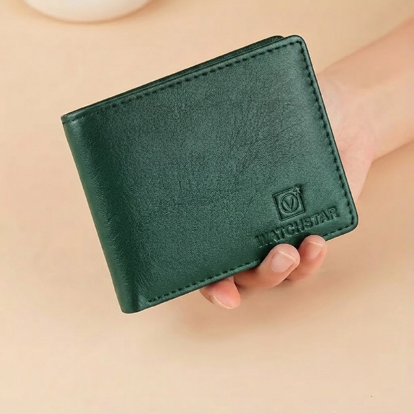 watchstar Men Formal Green Genuine Leather Wallet(11 Card Slots)