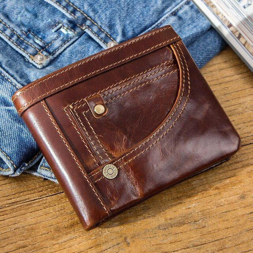 G & H Men Trendy, Evening/Party Brown Genuine Leather Wallet(8 Card Slots)