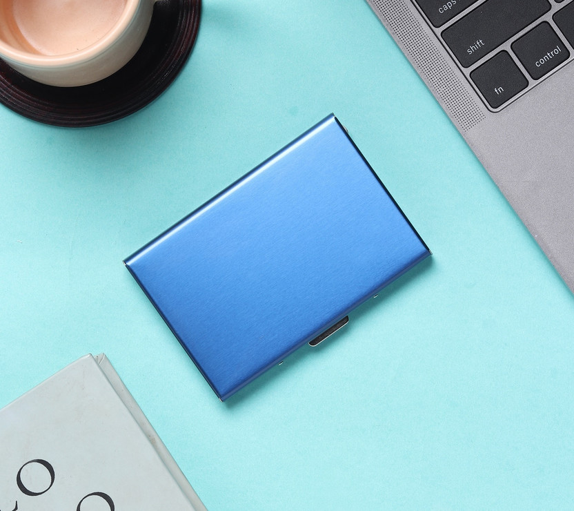 SAPTARISHI Men & Women Blue Aluminium Card Holder(6 Card Slots)