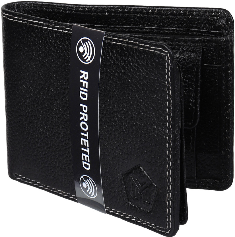RFID Boys Formal, Travel, Casual, Evening/Party Black Genuine Leather Wallet(7 Card Slots)