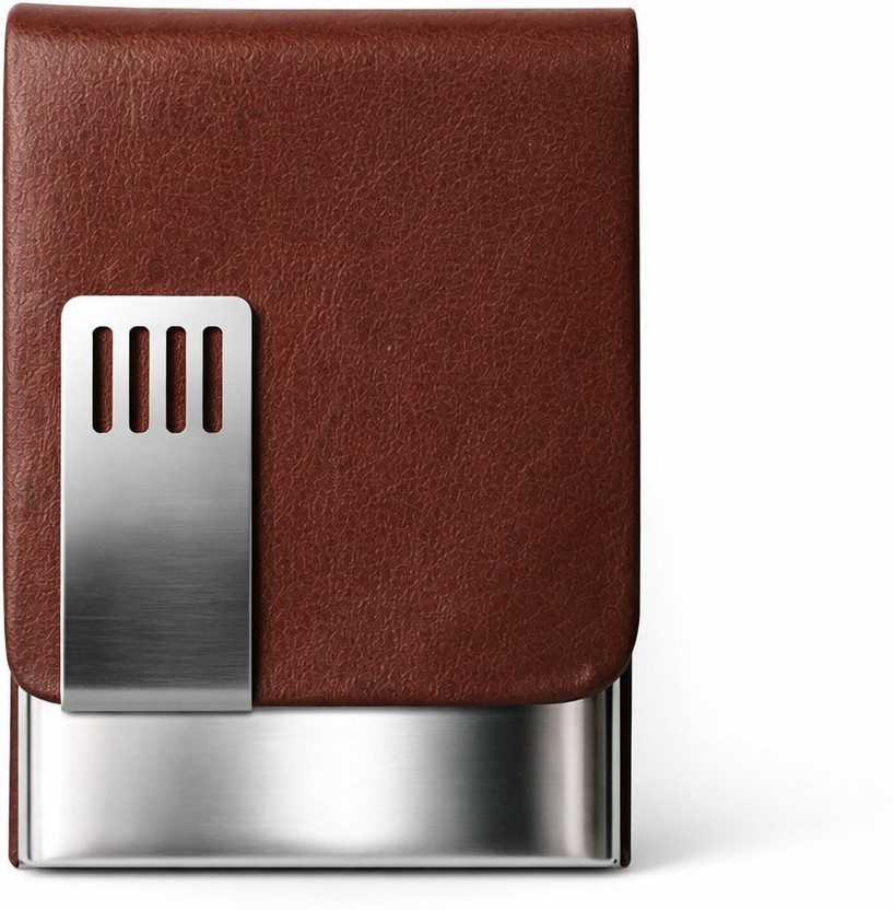 RYNOCHI Men & Women Casual, Travel, Trendy Brown, Silver Genuine Leather Card Holder(16 Card Slots)