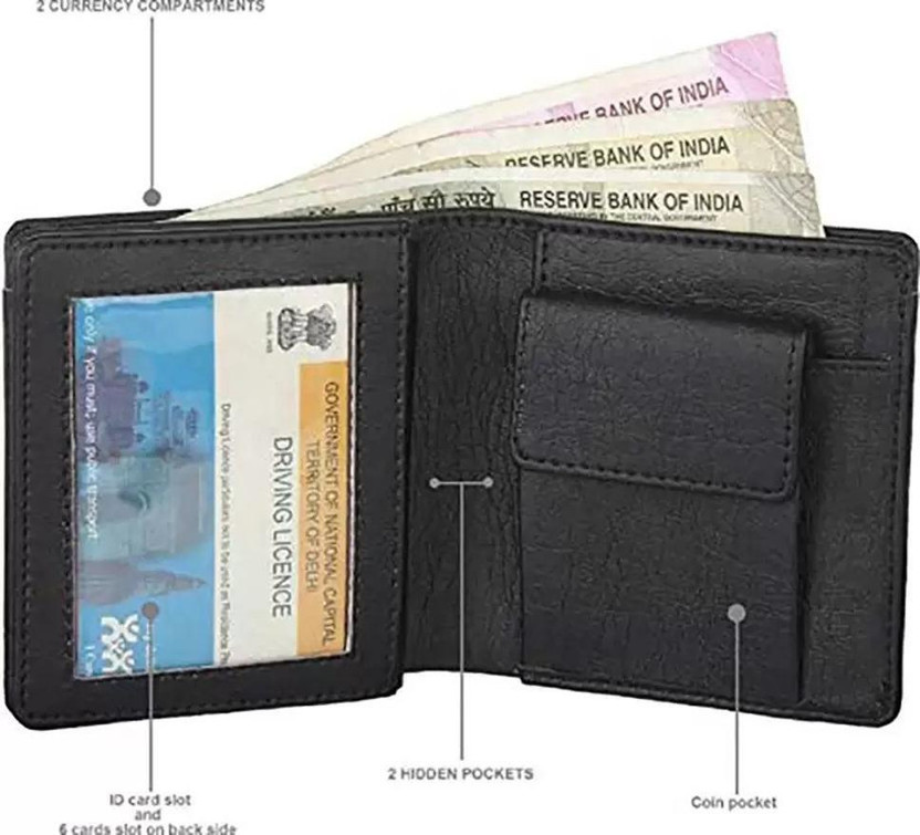 True Style Men Casual Black Genuine Leather, Artificial Leather Wallet(5 Card Slots)