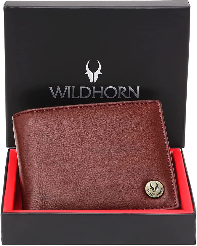 WILDHORN Men Casual, Formal Maroon Genuine Leather Wallet(5 Card Slots)