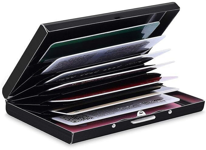 StealODeal Men & Women Casual Black Aluminium Card Holder(8 Card Slots)