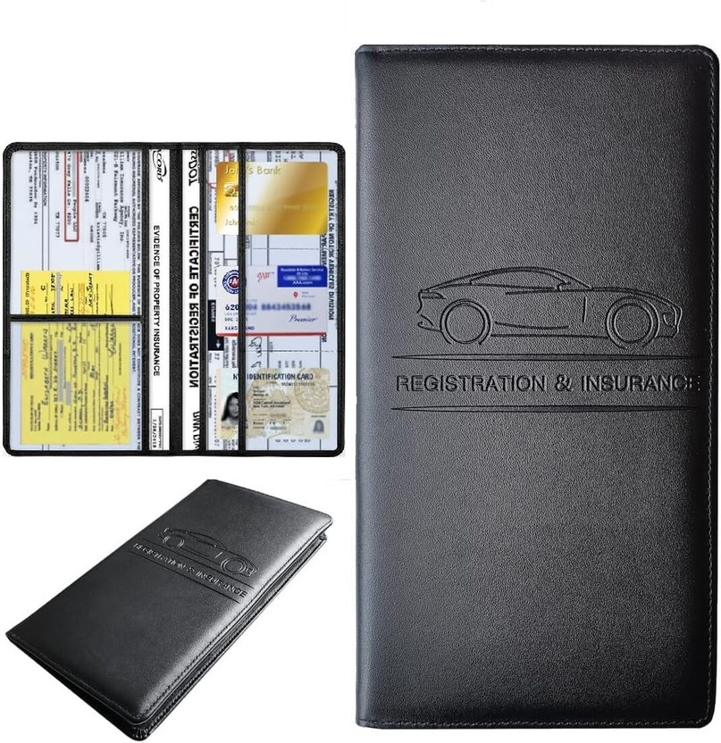 maukir Men & Women Travel Black Genuine Leather Document Holder(6 Card Slots)
