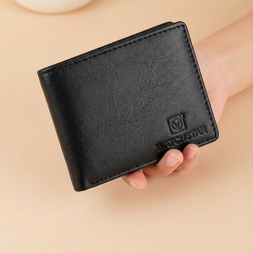 watchstar Men Formal Black Genuine Leather Wallet(11 Card Slots)