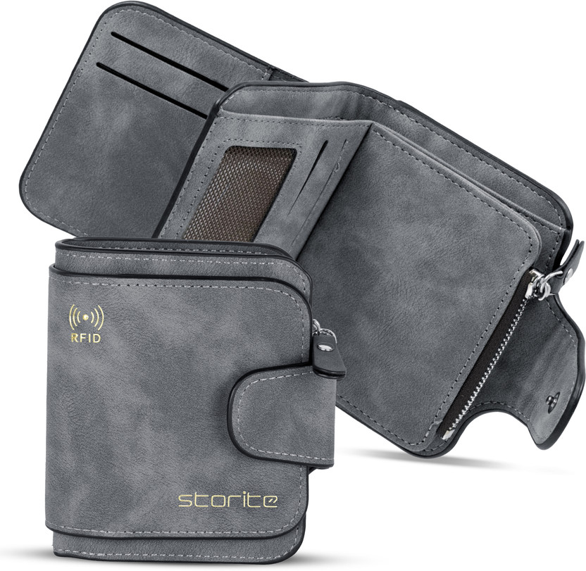 STORITE Men & Women Casual, Travel, Formal, Evening/Party, Trendy Grey Artificial Leather Wallet(6 Card Slots)