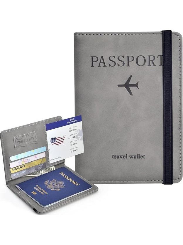 Boxin Boys Grey Genuine Leather Document Holder(4 Card Slots)