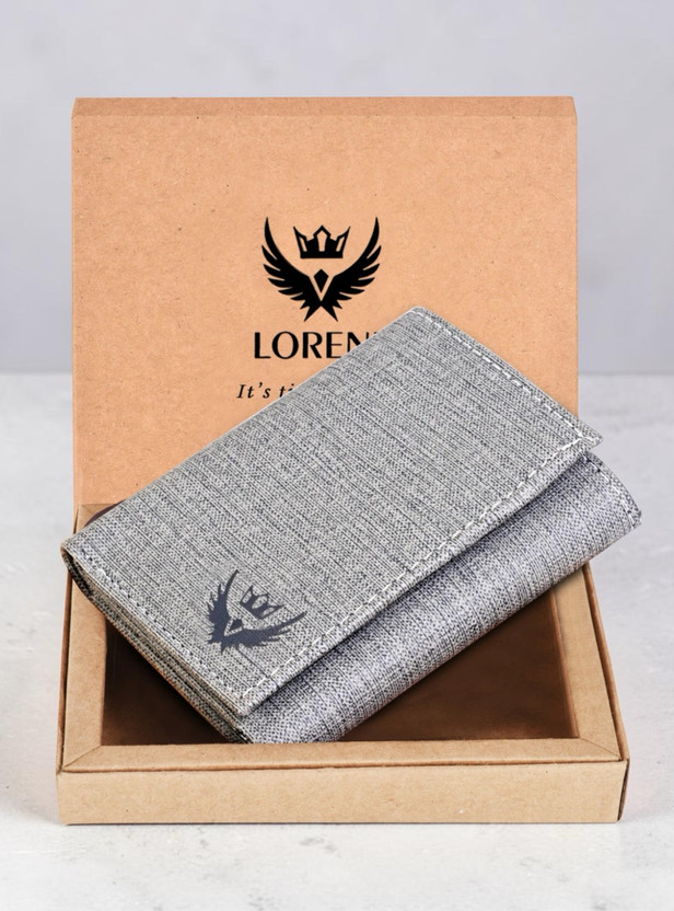 LORENZ Men Grey Fabric Wallet(6 Card Slots)