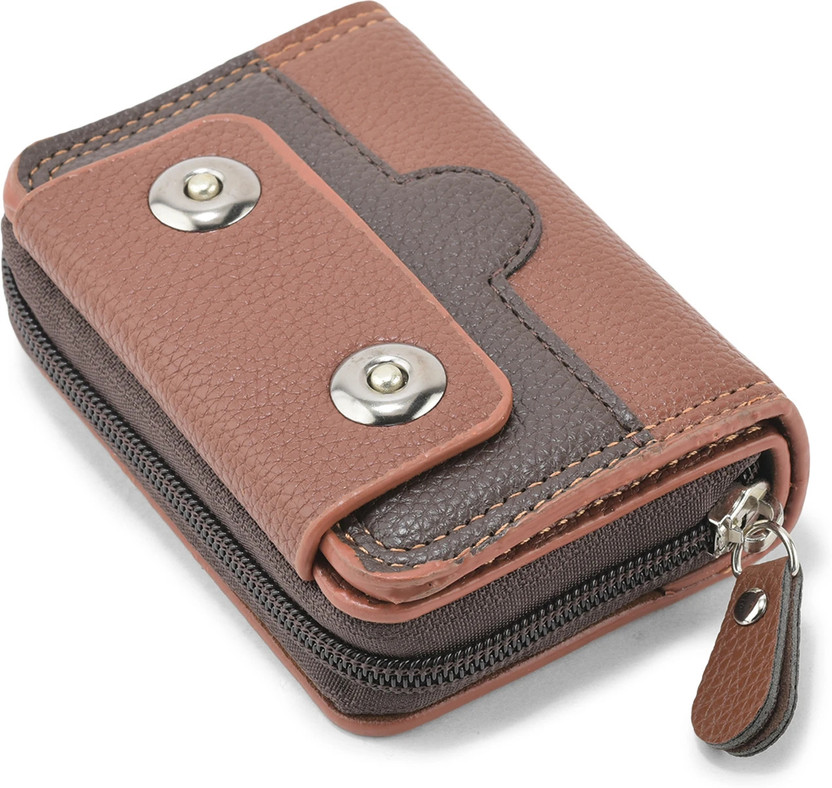 BE DIVINE Men & Women Casual Tan Artificial Leather Card Holder(15 Card Slots)