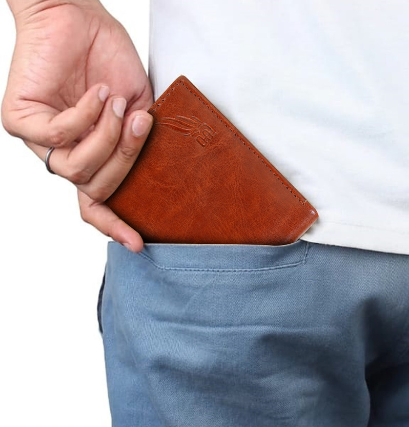 Flyboy Men Formal Tan Genuine Leather Wallet(3 Card Slots)