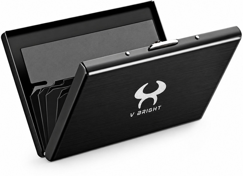 V Bright Men & Women Trendy, Travel, Formal, Casual Black Carbon Fibre Card Holder(6 Card Slots)