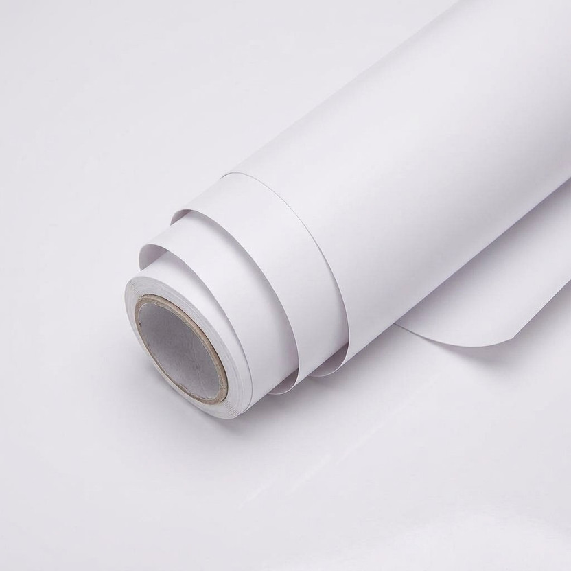 SEAHOM 121 cm x 30 cm Waterproof Minimal Art Vinyl Wallpaper(White)