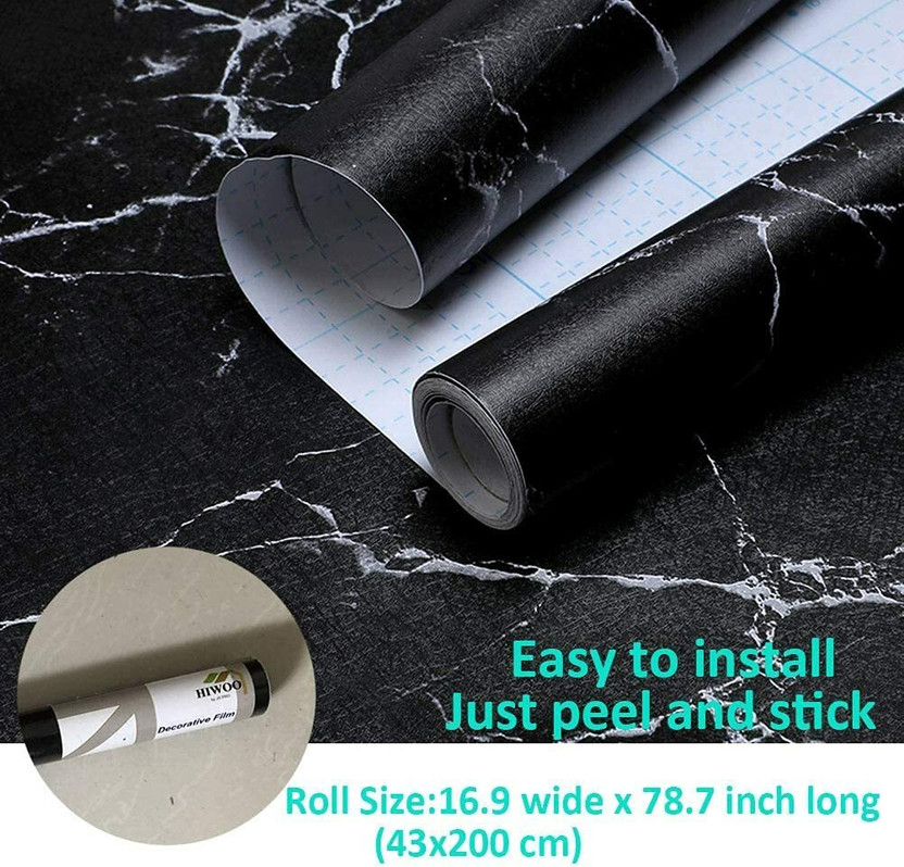 HOSTING 60 cm x 200 cm Waterproof Abstract Vinyl Wallpaper(Black)