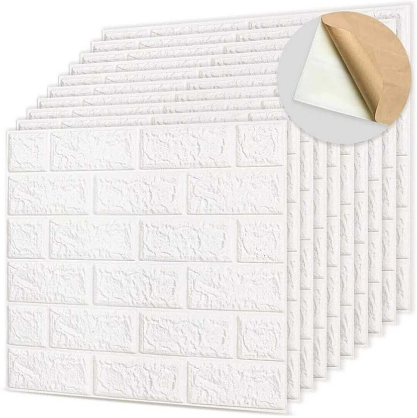 wewell 79 cm x 77 cm Decorative Vinyl Wallpaper(White, Pack of 8)