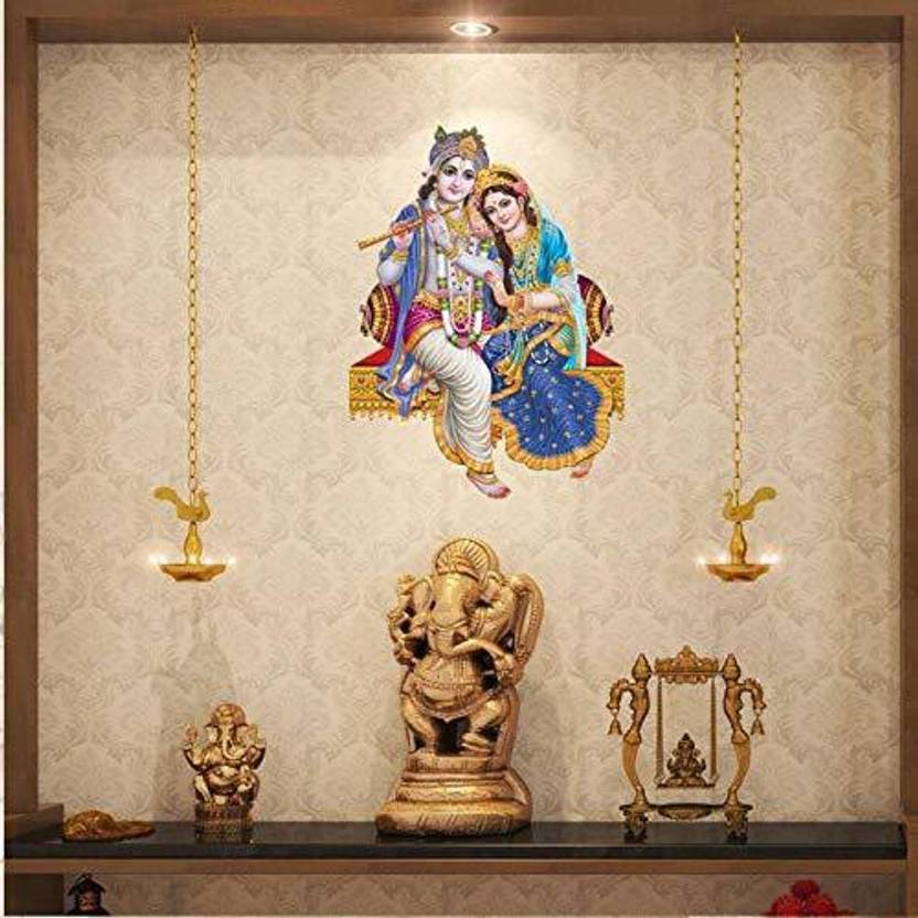 Picniva Radha Krishna Wall Sticker For Pooja Ghar Living Room Temple
