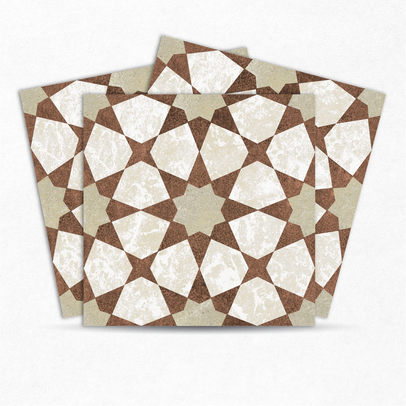 Mosaicowall 16 cm x 16 cm Waterproof Decorative Vinyl Wallpaper(Brown, Pack of 12)
