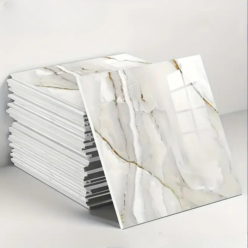 OCEANSKY 60 cm x 60 cm Waterproof Decorative Vinyl Wallpaper(White, Pack of 8)