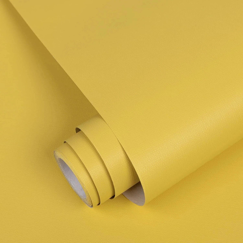 FOKRIM 300 cm x 45 cm Waterproof Decorative Vinyl Wallpaper(Yellow)