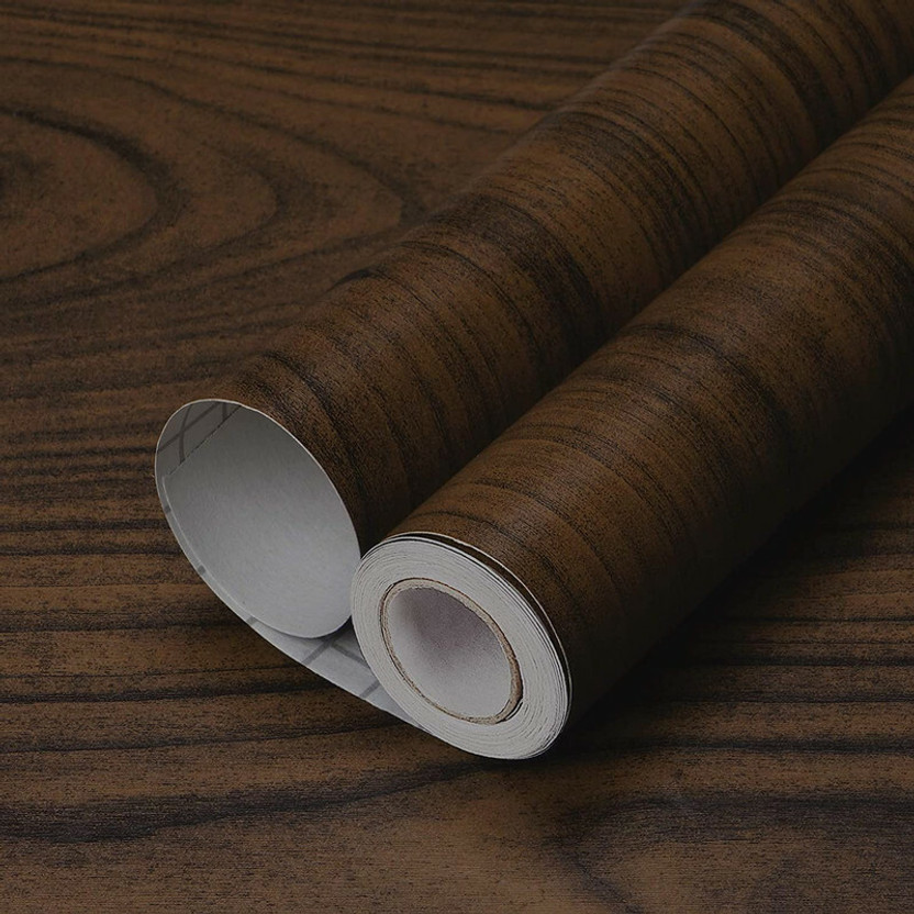 Skywall 1000 cm 48 Sq. Feet DIY Wallpaper with Dark Wooden Style for Home Decor ( Dark Brown) Self Adhesive Sticker(Pack of 1)