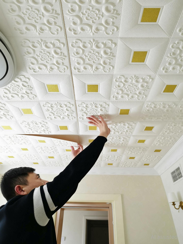 Nasmodo 70 cm x 70 cm Waterproof Classics Vinyl Wallpaper(White, Gold)